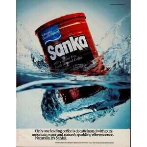 1987 Sanka Decaffeinated Coffee Vintage Print Ad (L18)